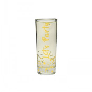 GLASS SHOT GLASS GOLD WORDS PARTY